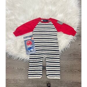 Toobydoo Cotton Cashmere Striped Layette Sweater Jumpsuit B10172 6/12month